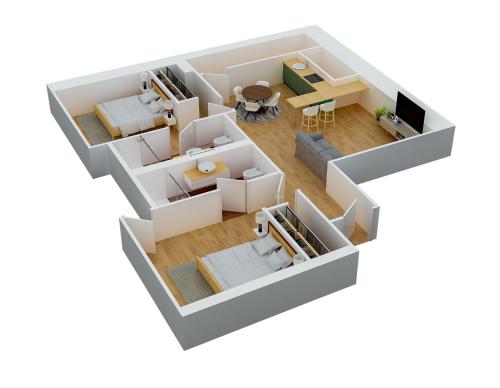 a floor plan of a house with a living room at Loving My Rooms 1 - Deliziosa Mansarda in Centro in Gorizia