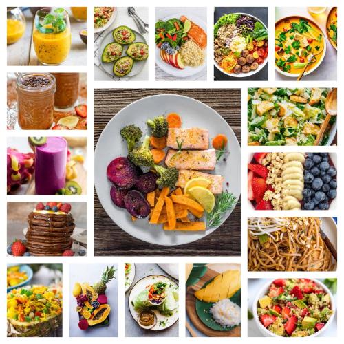 een collage van foto's van verschillende soorten voedsel bij Villa Julia koh Samui beach with Cook and Majordome in Lamai