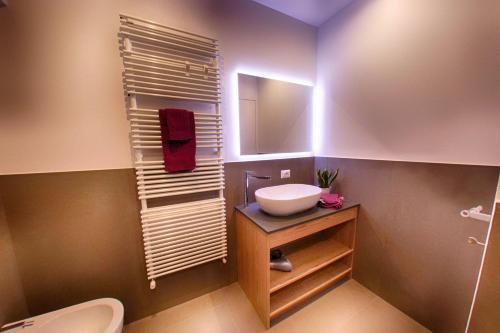 博爾米奧的住宿－Baita Skianta 3，一间带水槽和镜子的浴室