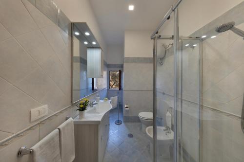 a bathroom with a shower and a sink and a toilet at CASA BETANIA DA PEPPE in Sorrento