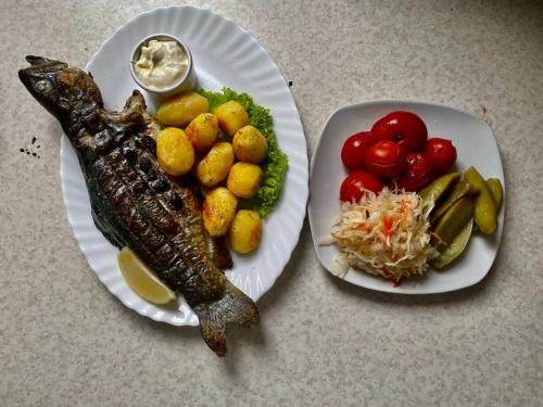 ボロフタにあるСадиба "У Туза"の魚野菜2皿