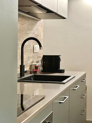 a kitchen with a sink and a counter top at Case Verdi in Bardonecchia