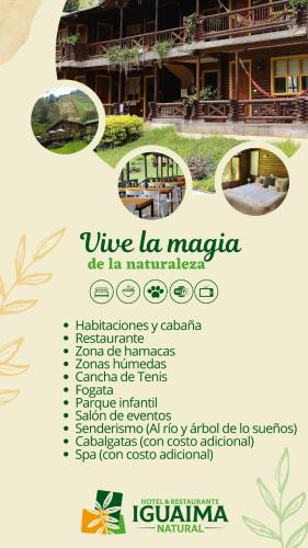 a flyer for a villa la magica at HOTEL IGUAIMA in Ibagué