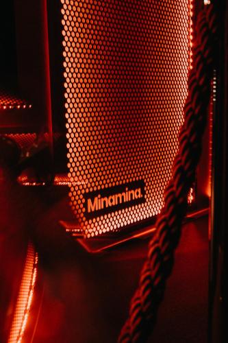 a sign that says minatomirai on the side of a machine at Minamina, chambre avec jacuzzi privatif in Roquefort-la-Bédoule