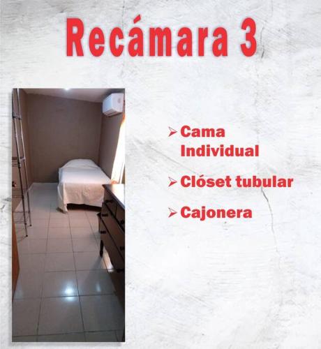 - une chambre et une chambre avec un lit dans l'établissement Casa Amplia, pleno centro de la Ciudad., à Ciudad Obregón