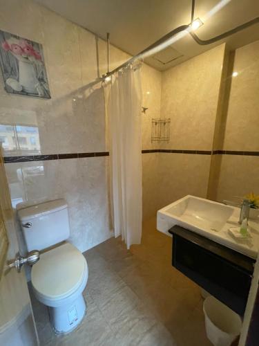 a bathroom with a white toilet and a sink at Babylon Residence Inn pattaya in Pattaya South