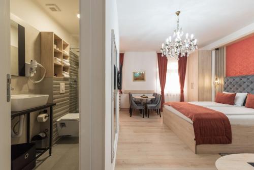 Ένα ή περισσότερα κρεβάτια σε δωμάτιο στο Apartments Artee Free Garage Parking