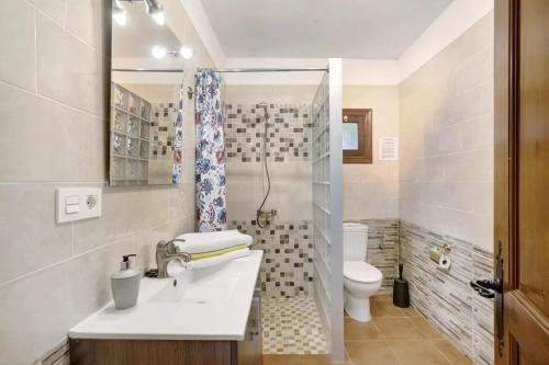 een badkamer met een wastafel en een toilet bij Casa Rural La Presa in Vallehermoso
