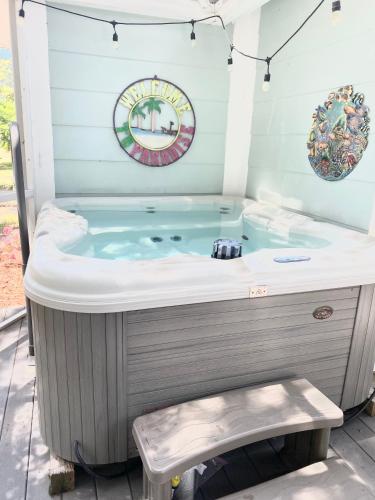 a jacuzzi tub in a house at Beautiful Waterfront Home Less Than 7 mins to Beaches in Englewood
