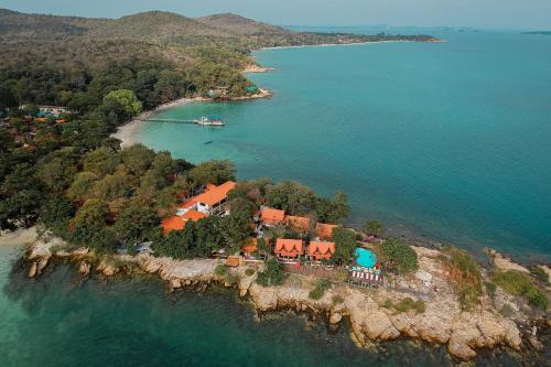 an aerial view of a house on an island in the water at Vimarn Samed Resort in Ko Samed