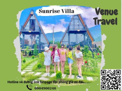 a group of people standing in front of a house at Sunrise Villa - Venue Travel in Vĩnh Phúc