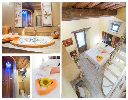 a collage of pictures of a bedroom and a bathroom at Luxury villa Colle dell'Asinello ,proprietari ,Villa In esclusiva near ORVIETO in Guardea