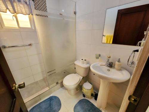 a small bathroom with a toilet and a sink at ESPACIO TRANQUILO in Cabayona