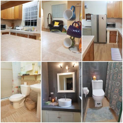 a collage of four pictures of a kitchen and bathroom at DK Home 단독 감성주택 in Afetna