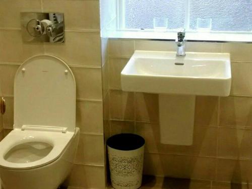 a bathroom with a toilet and a sink at Glenconner House in North Berwick