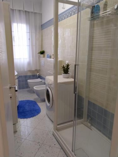 Argelato的住宿－Affittacamere da Alina，一间带卫生间和玻璃淋浴间的浴室