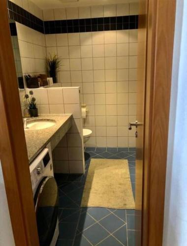 a bathroom with a sink and a toilet at Schöne Wohnung im Zentrum von Leipzig in Leipzig