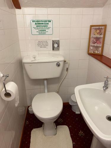 a small bathroom with a toilet and a sink at The Laurels in Blackpool