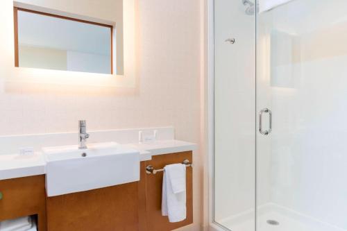a bathroom with a sink and a shower at SpringHill Suites by Marriott Chicago Southeast/Munster, IN in Munster