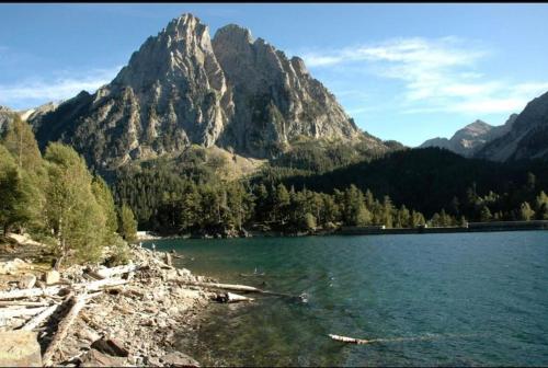 a view of a lake with mountains in the background at Apartaran 407 con terraza in Betrén