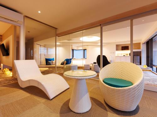 Χώρος καθιστικού στο Kurofune Hotel