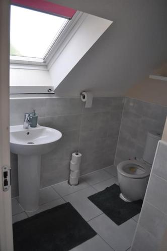a bathroom with a sink and a toilet at Beaney View House - Comfortable Spacious 4 Bedrooms En-suites House with Free Wifi and Parkings Located at quiet neighbourhood and easy access to town centre in Swindon