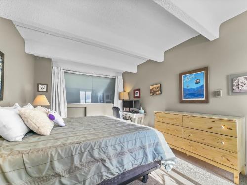 1 dormitorio con 1 cama, vestidor y ventana en WH405 Wheeler House condo en Copper Mountain