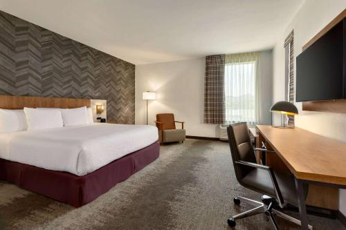 een hotelkamer met een bed en een bureau bij La Quinta Inn & Suites by Wyndham Santa Rosa Sonoma in Santa Rosa
