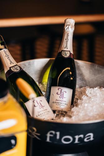 two bottles of champagne in a bucket of snow at Hotel Gilbert in Vienna