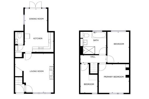 two views of the floor plans of a house at Redwood in Longton