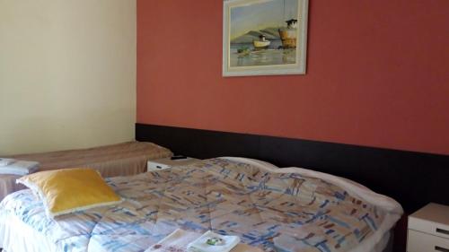a bedroom with a bed and a picture on the wall at Pousada Juriti - Eco Hotel in São Roque