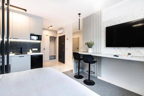 Η κουζίνα ή μικρή κουζίνα στο K20 Apartamenty Łódź - Dostęp na Kod