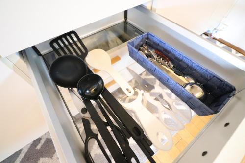 a drawer full of utensils in a counter at NK BLD5F Sapporo 3LDK 3BR 1 floor 1 room in Sapporo