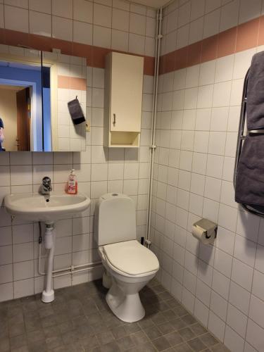y baño con aseo y lavamanos. en Apartments Centralstation en Uppsala