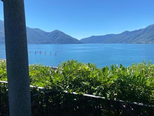 a view of a lake with mountains in the background at Appartamento Ascona Vista Lago in Ascona