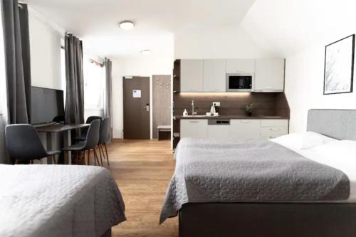 Kuchyň nebo kuchyňský kout v ubytování Apartment Hotel Triester