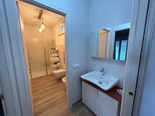 Koupelna v ubytování Albergo Panoramica