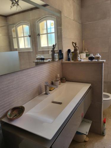 a bathroom with a sink and a mirror at Villa gitedelea in Aubignan