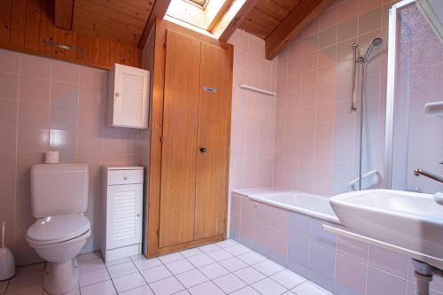 a bathroom with a toilet and a sink at Residenz Montfort C3 SIVI150 in Siviez