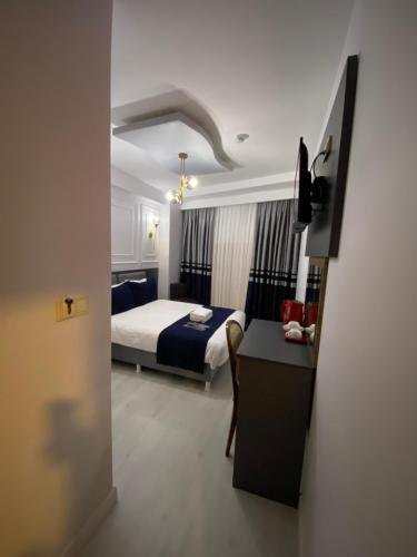 a hotel room with a bed and a desk in it at Ramos Boutique Hotel Sultanahmet in Istanbul