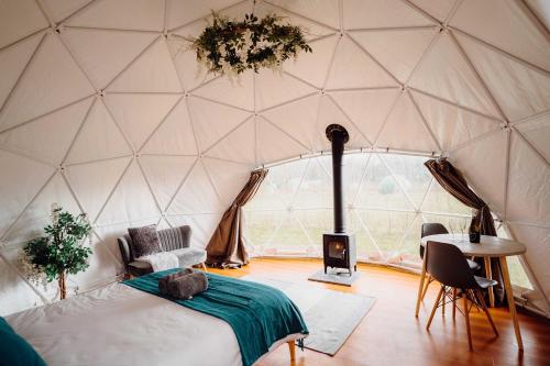 a room with a bed in a dome tent at Beavers Retreat Glamping in Tenby