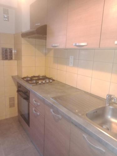 une cuisine avec un évier et un plan de travail dans l'établissement jasmin, à Saint-Raphaël