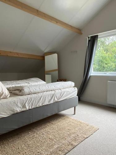 a bedroom with two beds and a window at De Keizerskroon 240 in Julianadorp