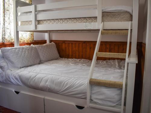 1 dormitorio con literas, 1 cama y 1 escalera en Sandy Toes, en Scratby