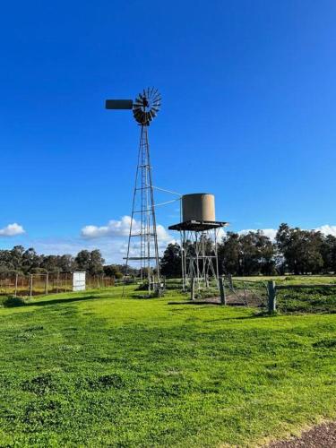 a windmill in the middle of a grass field at Secluded rural retreat in Southwest WA in Capel