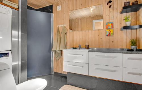 バイアス・スタンにあるBeautiful Home In Oksbl With 3 Bedroomsのバスルーム(洗面台、トイレ付)