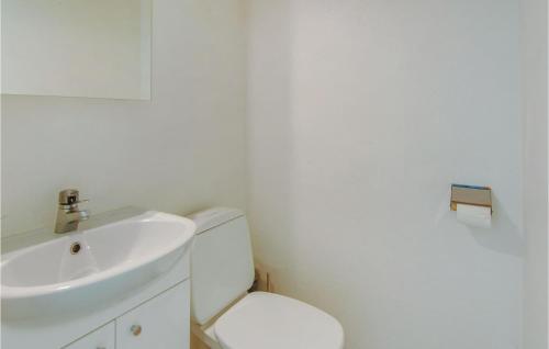 ein Badezimmer mit einem weißen WC und einem Waschbecken in der Unterkunft Awesome Home In Tsse With Kitchen in Tösse