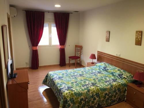 a bedroom with a bed and a window at Hotel Godofredo in Toledo
