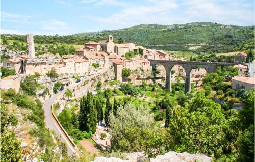 an aerial view of a town with a bridge at Lovely Home In Siran With Wifi in Siran