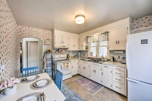a kitchen with white cabinets and a white refrigerator at Pet-Friendly Mohnton House Near Golf Course! in Mohnton